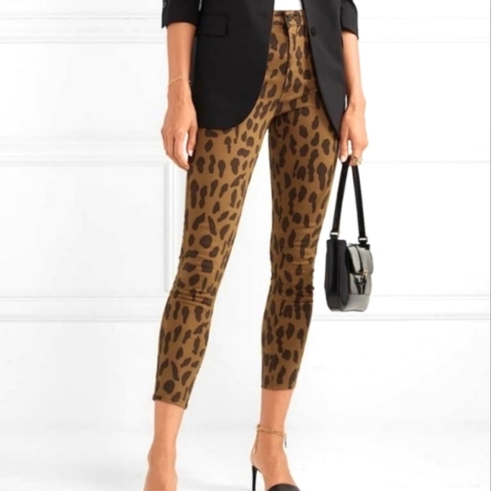 L'agence High Rise Skinny Ankle Spotted Animal Print Womens Size Tag 25